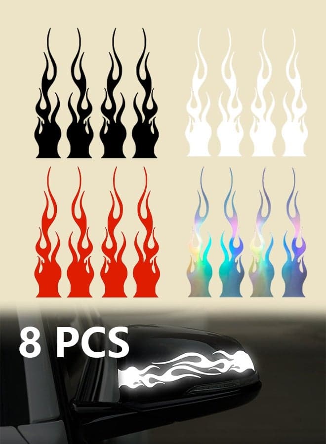 8 Pcs 5.9'' Flame Reflective Sticker for Car Vinyl Racing Sports Flame Stripe Decal for Golf Cart Off-Road Vehicles Motorcycles Bike Skateboard Laptop DIY Decoration