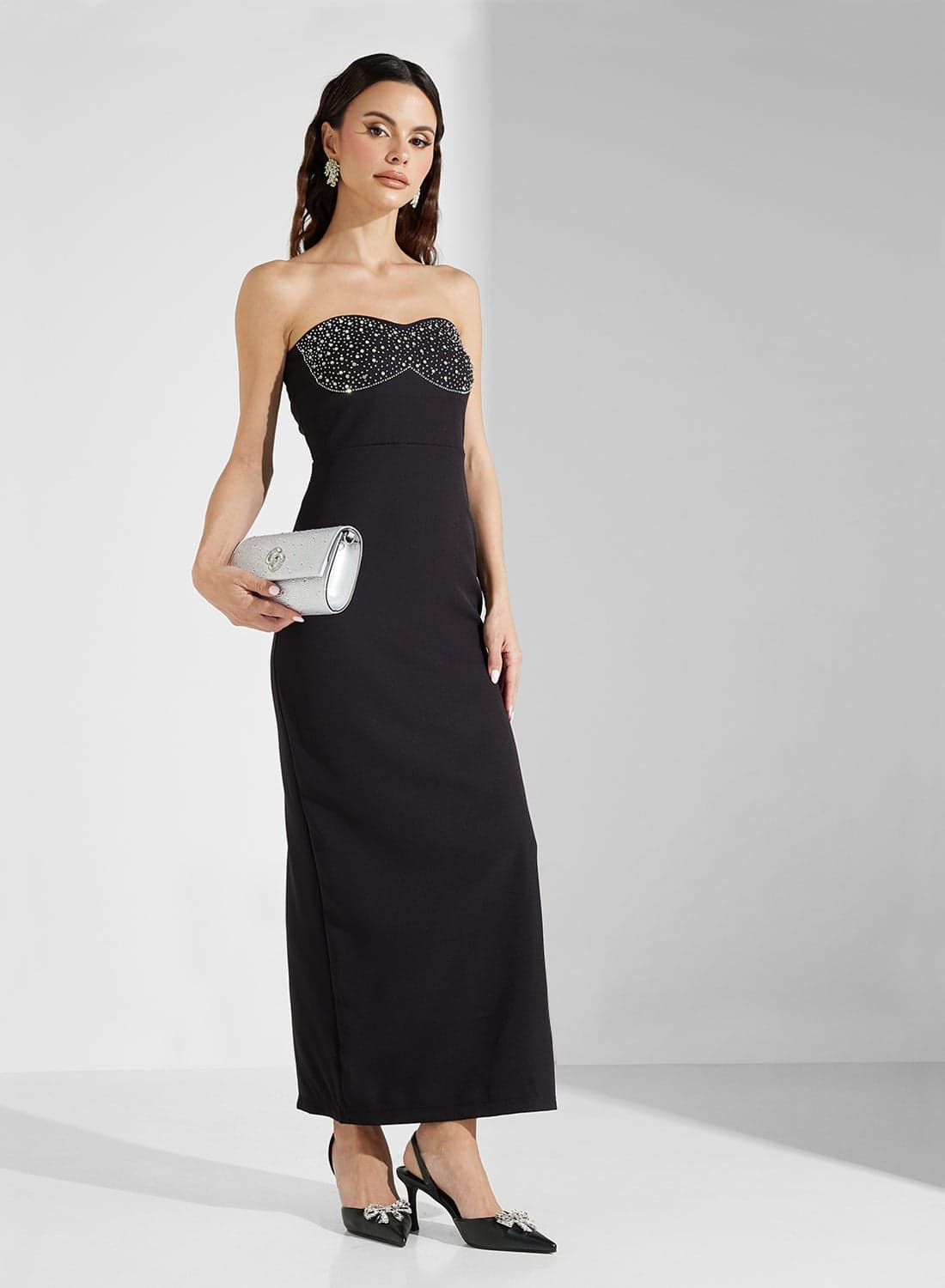 Embellished Strapless Dress