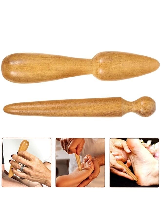 2Pcs Stick Handheld Massage Sticks, Point Massager, Wood Thai Massage, Thai Wood Massager acupressures Stick accupressure Massage, feet Neck Sole of Foot Wooden Massage Pen