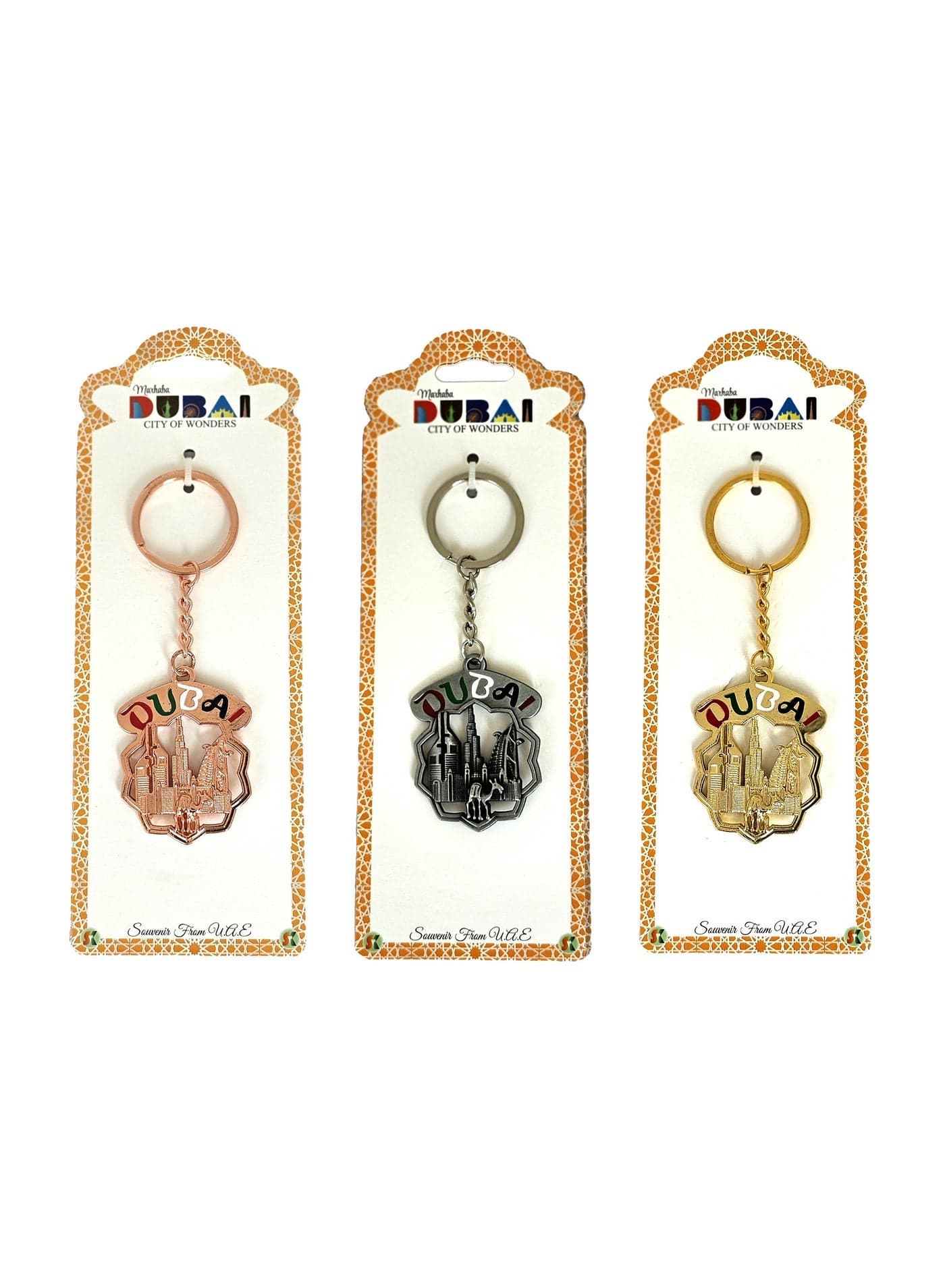 Metal keychain 3pcs Dubai Iconic Building Round