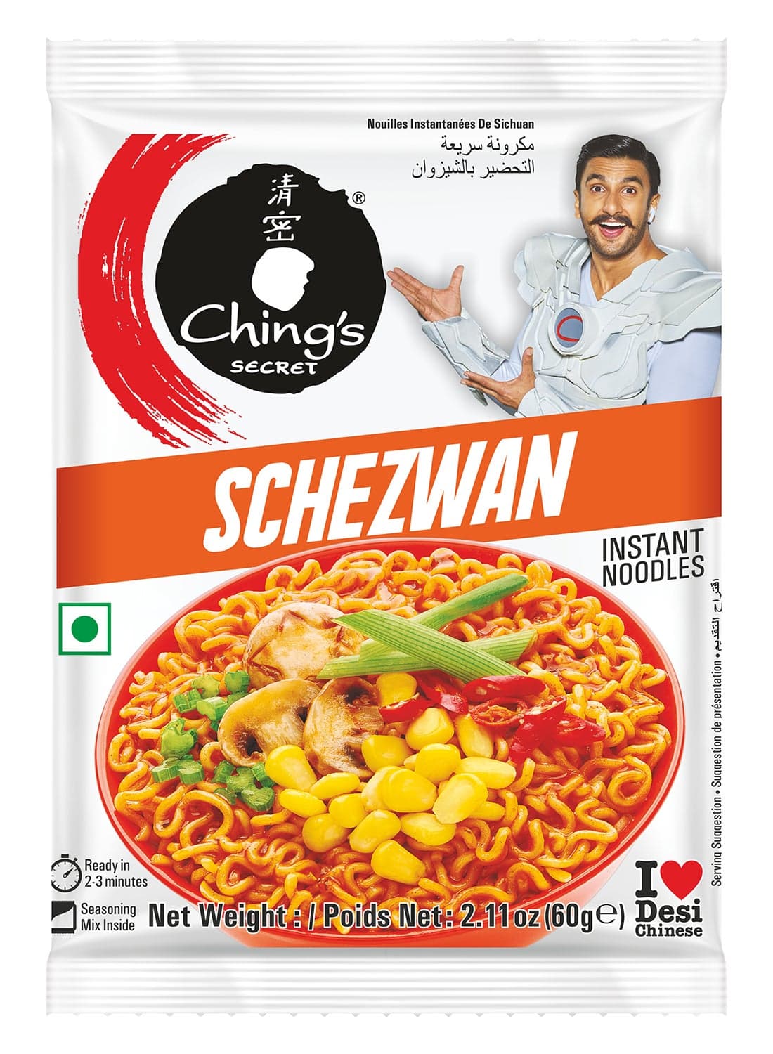 Ching’s Secret Schezwan Instant Noodles, Seasoning Inside, 60g
