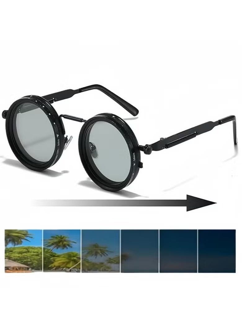 ND Polarized UV400 Protection Sunglasses 1-9 Rotatable Light Control Manual Adjustable for Women & Men Black With Gray Lenses Driving Fishing Travel Outdoor