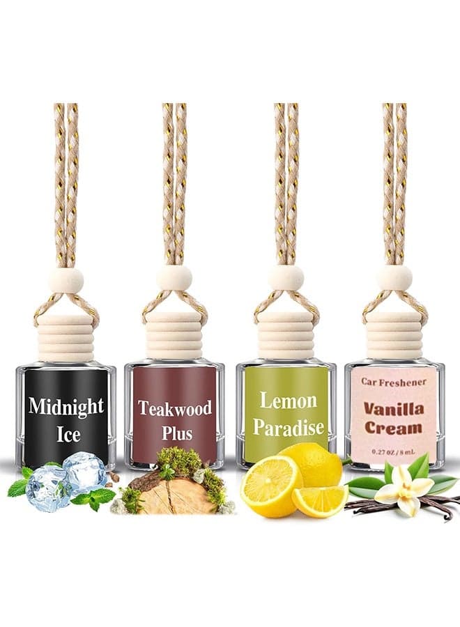 4 Pcs Cute Car Air Freshener Hanging Fall Car Essentials Oil Diffuser Long Lasting Air Freshener Aromatherapy Vehicle Diffuser Automobile Scents Fragrance(Fresh and Woody Collection)