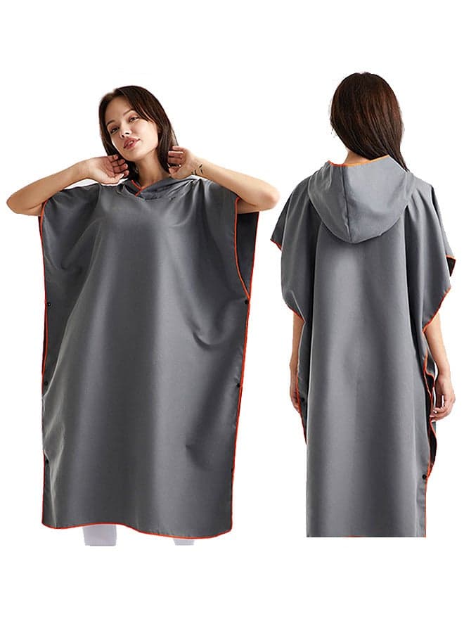 Microfiber Surf Poncho, Wetsuit Changing Bath Robe, Beach Change Cloak Dive Quick Dry Pool Swim Beach Towel with Hood for Adults