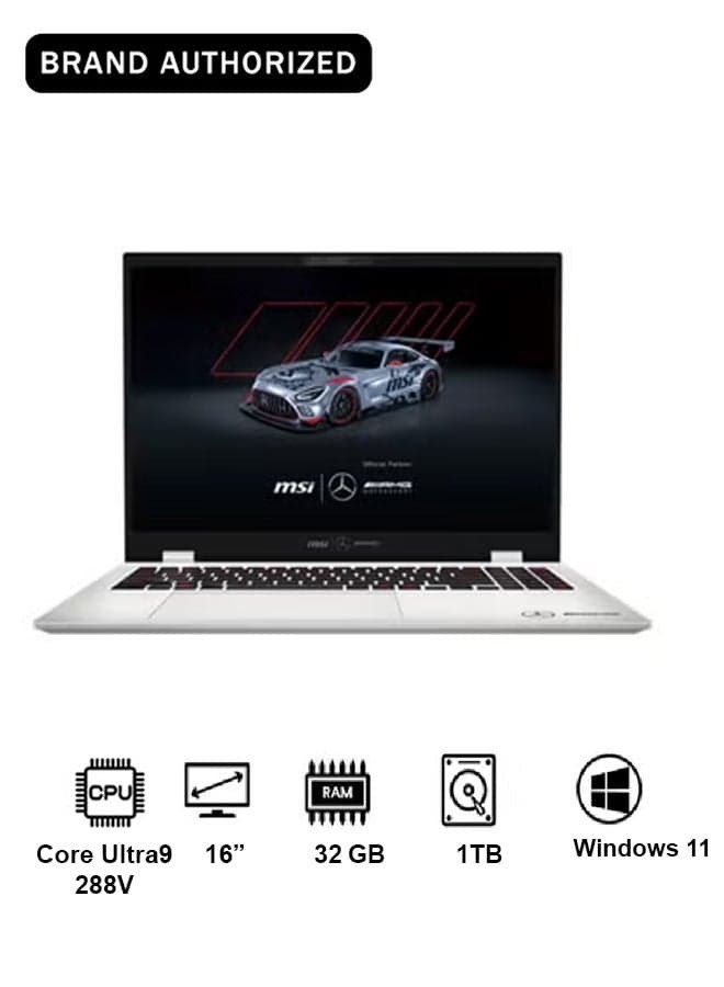 MSI Prestige 16 AI+ MercedesAMG B2VMG (Intel Arc Graphics) Laptop| 16"UHD+ (3840x2400) OLED Display, Intel Core Ultra 9 288V, 32GB RAM, 1TB SSD, Win11, Mercedes-AMG Motorsport Gift pack Urban Silver