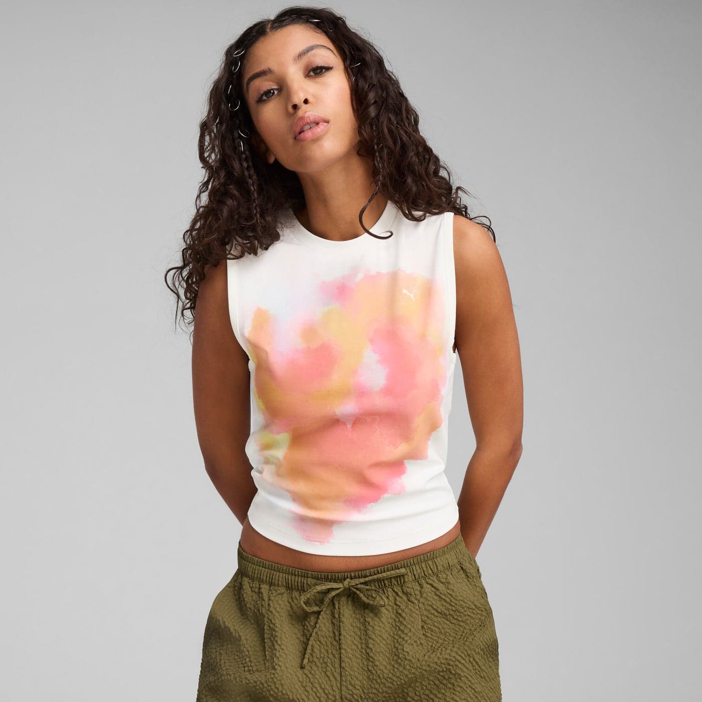 YONA Womens White Graphic Top