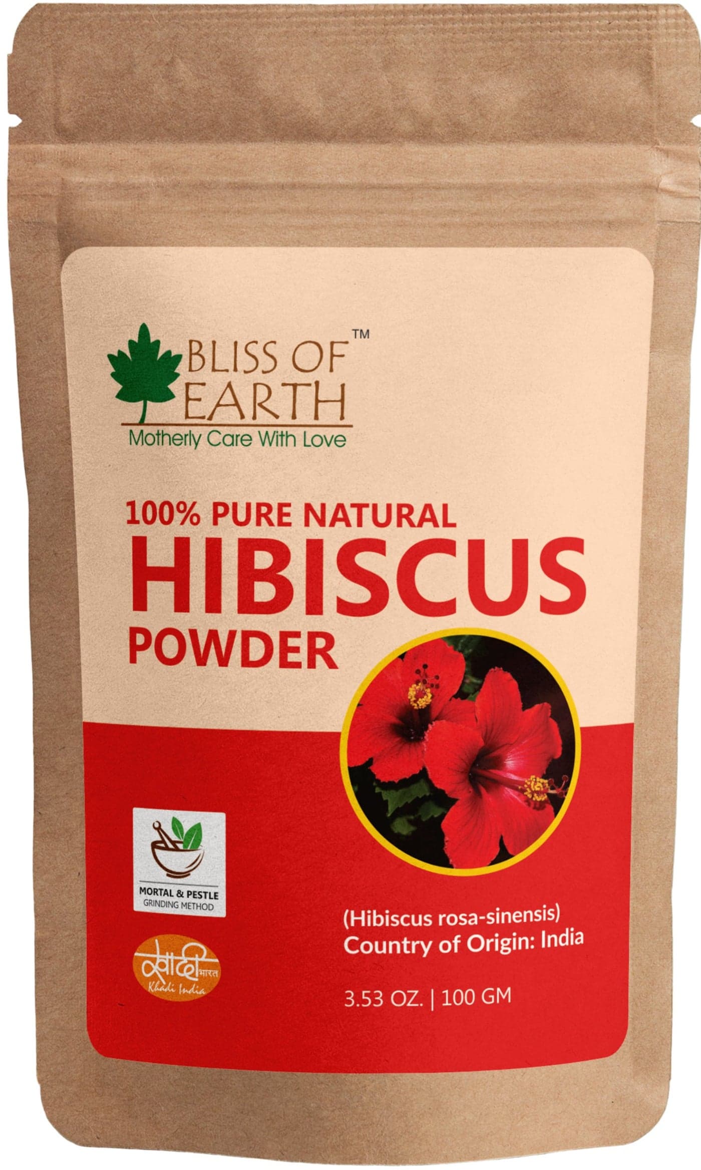 Bliss of Earth Hibiscus Powder 100g For Hair & Skin | Pure Hibiscus Flower Powder | Natural Hair Mask Powder | Scalp Care | Hair Growth Support | Face Pack Powder | Herbal Hair Care |