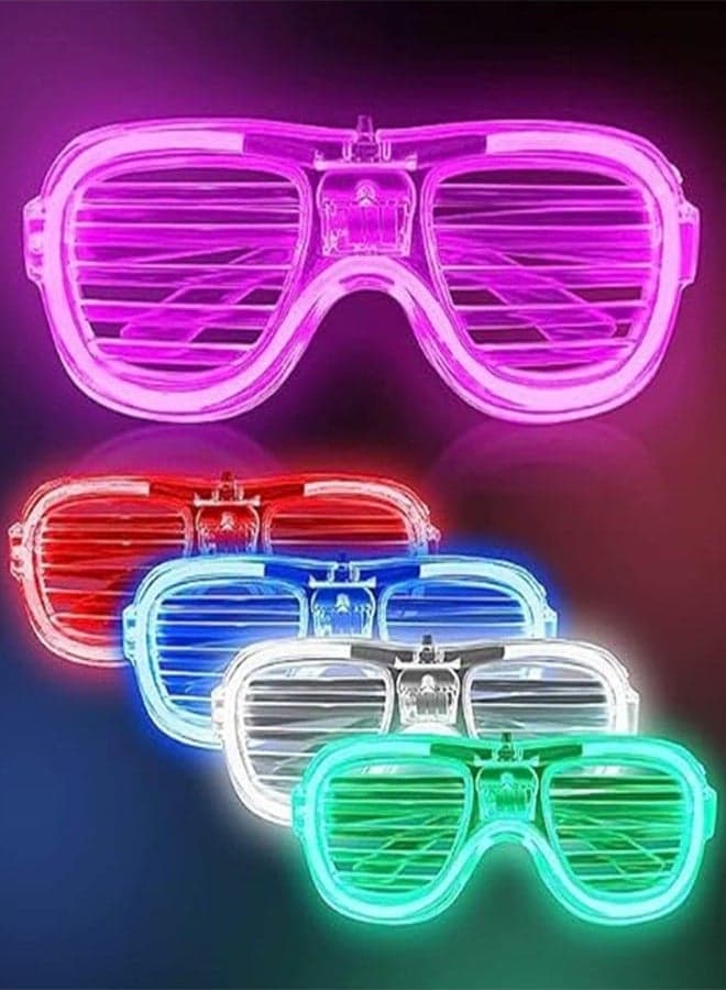 5 Pcs Neon Glow Glasses Led Light up Shutter Flashing Sunglasses for Kids Adults Party