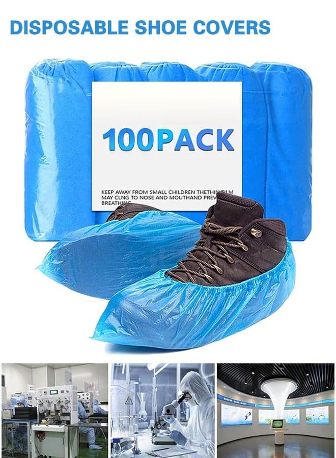 Shoe Covers Disposable Non Slip -100 Pack(50 pairs) 15.7'' Hygienic Waterproof Foot Booties Covers Recyclable Shoe Booties Covers for Indoors, Fits Up to US Men's 11 & US Women's 13