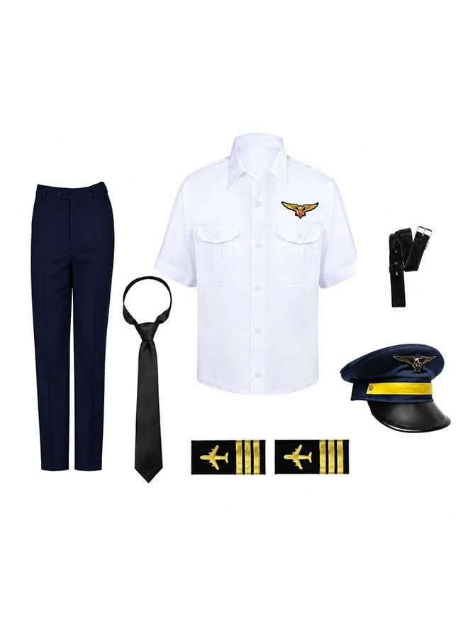 Kids Pilot Costume Set with Hat and Tie – Airline Captain Role Play Fancy Dress Outfit for Boys of age 4 to 5 years