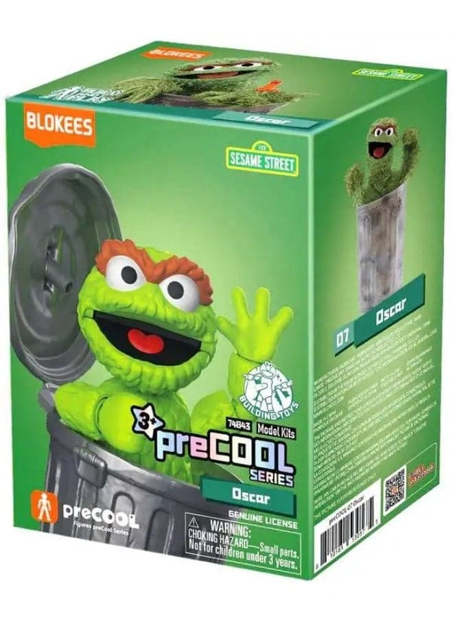 Blokees Sesame Street Oscar the Grouch PreCool Model Kit | Collectible Building Figure Toy | Genuine Licensed Character with Trash Can Accessory | For Kids Ages 3+