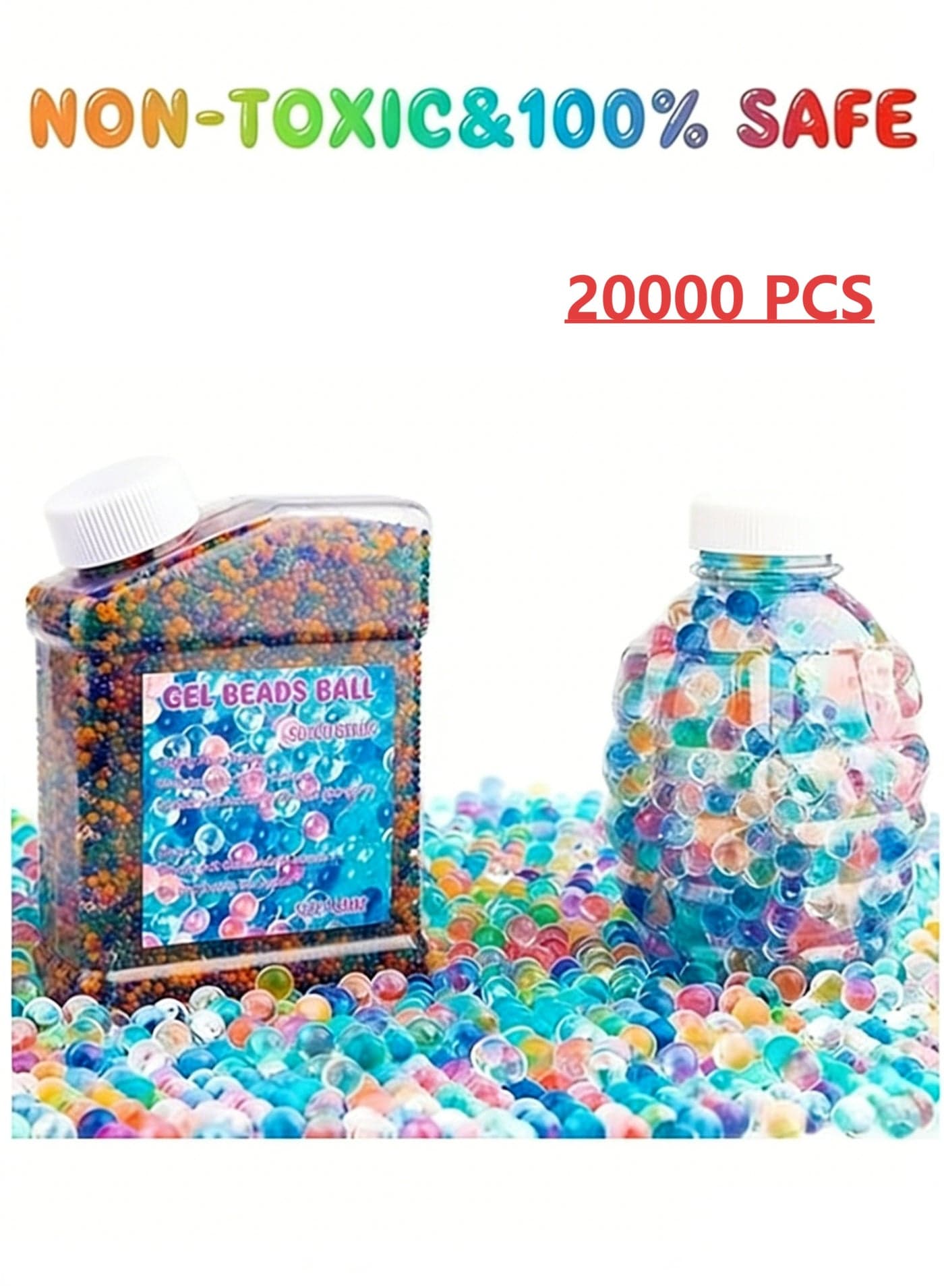 Water Beads, 20,000 Pieces of Water Balls, Non-Toxic and Biodegradable Water Beads, Coloured Gel Beads for Vase, Water Beads for Vase Filling, Wedding, Decoration, Plants and Home