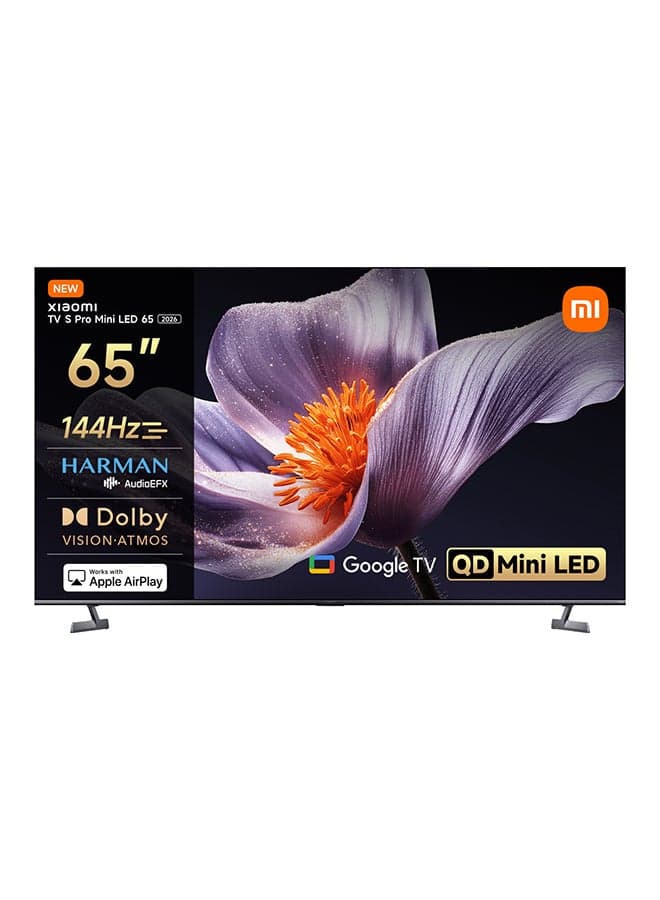 TV S Pro Mini LED 65" 2026 | QD-Mini LED Dispaly| 4K UHD | 144Hz refresh rate | Dolby Audio & Atmos, Google TV |Low-reflection display ELA6322GL Black