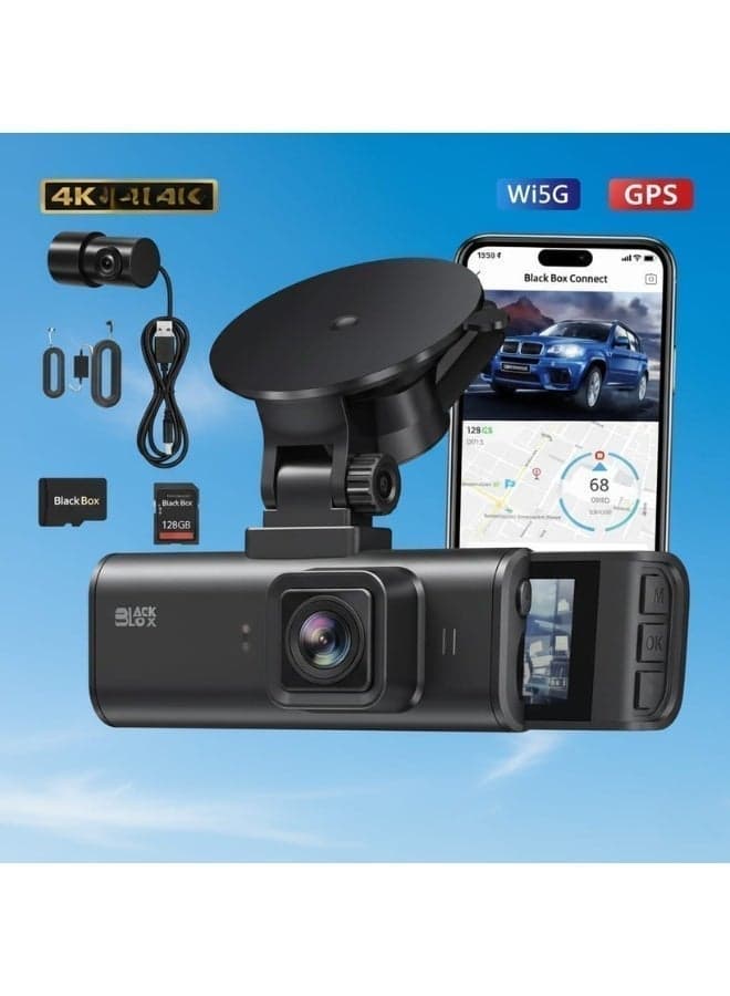 Dash Camera for Car –4K ULTRA HD Mini Dual Car Recorder with Front and Inside Cameras, 2-Inch Screen, WDR, Night Vision, G-Sensor, and Loop Recording
