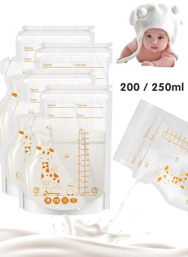 100 Pieces Breastmilk Storage Bag, Disposable Milk Storage Bag for Breastfeeding, No-Leak Milk Freezer Storage Pouches, 200ml / 250ml