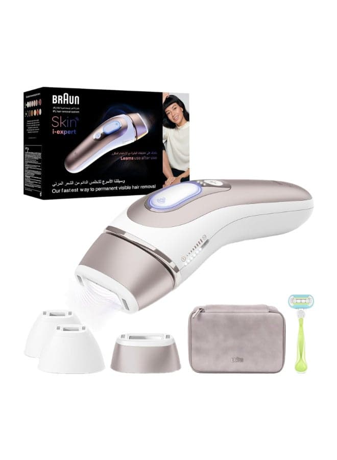 IPL Skin iexpert Pro 7 PL7257 at Home Hair Removal, Free App, Pouch, Venus Razor, 3 Heads. Pink / White