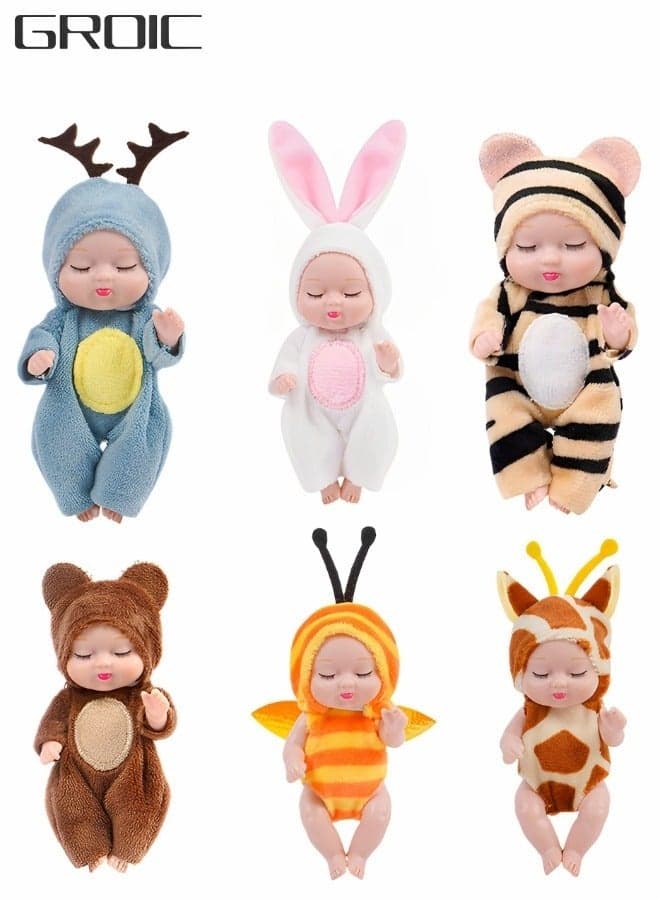 6Pcs Reborn Baby Dolls,Mini Baby Soft Skin Realistic-Newborn Baby Dolls,Sleeping Dolls with Clothes,Pretend toys for Girls