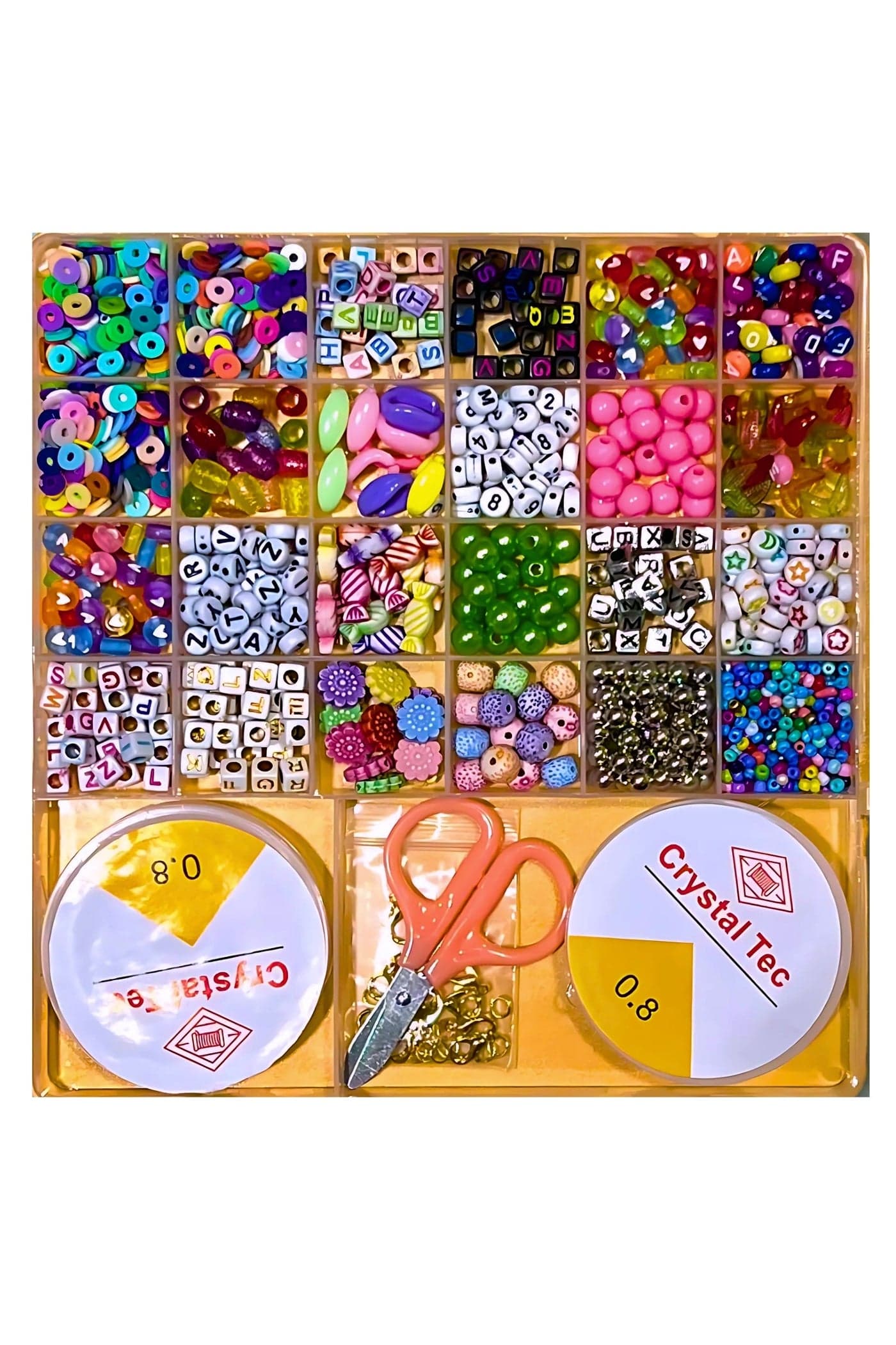DIY Jewelry Making Kit with Hooks 2 String Reels Scissors Handmade Necklace Bracelets Rings Pendant Keychain Making Kit with Seed Pop Flat Shell Beads Letter Shapes Art Craft Activity Kit for Kids Party Favors Goodie Bag Stuffers Birthday Gifts Return Gifts Screen Free Activity