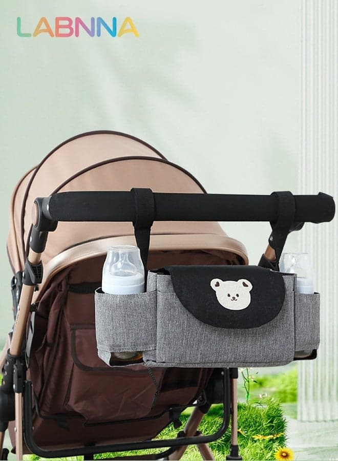 Universal Stroller Organizer with Cup Holder, Baby Travel Essential, Stroller Caddy with Shoulder Strap, Stroller Accessories,Fits Most Strollers