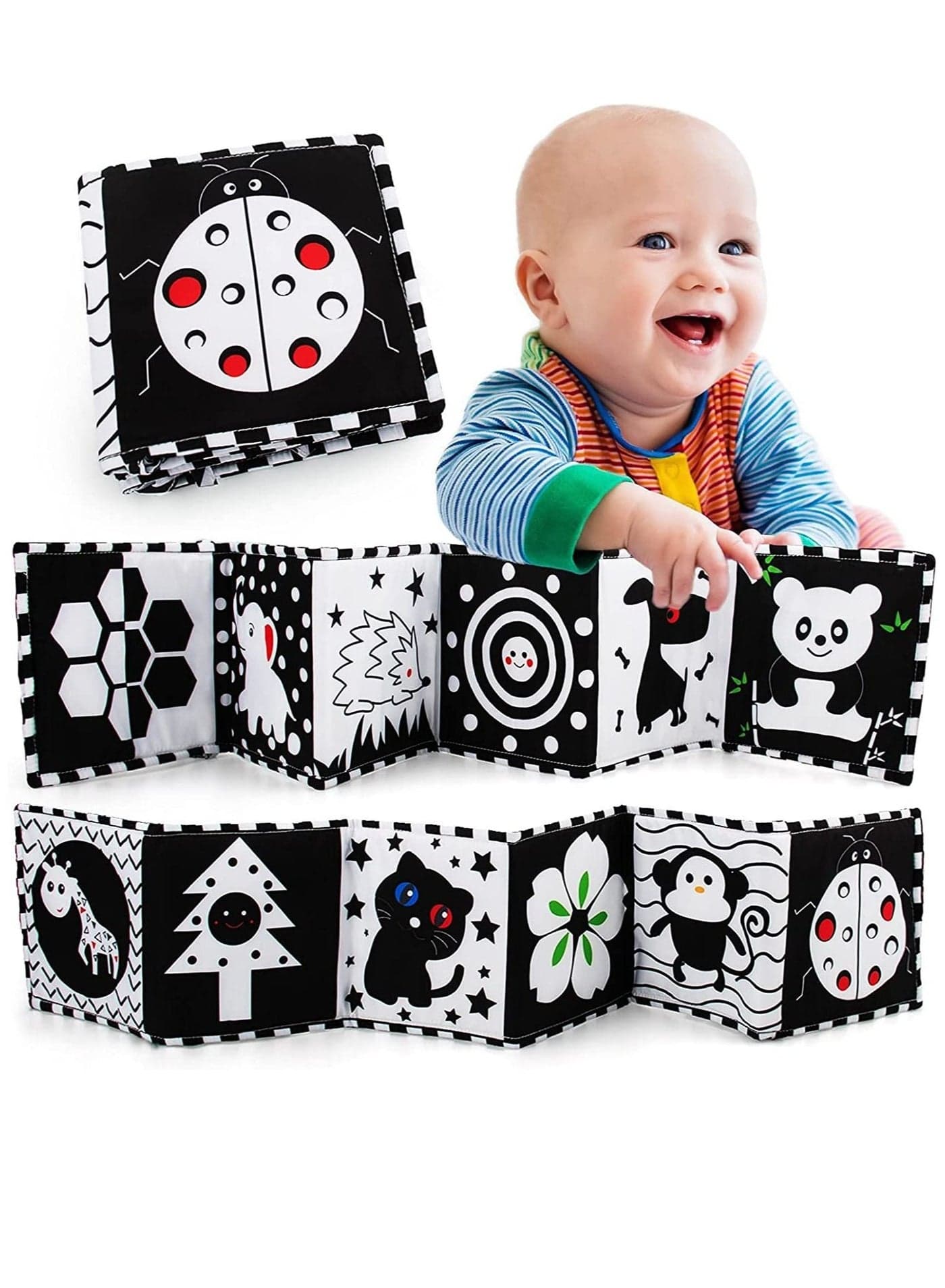 Black and White High Contrast Sensory Toys Three Dimensional Can Be Bitten and Tear Not Rotten Paper Baby Toys for Baby Infant Newborn