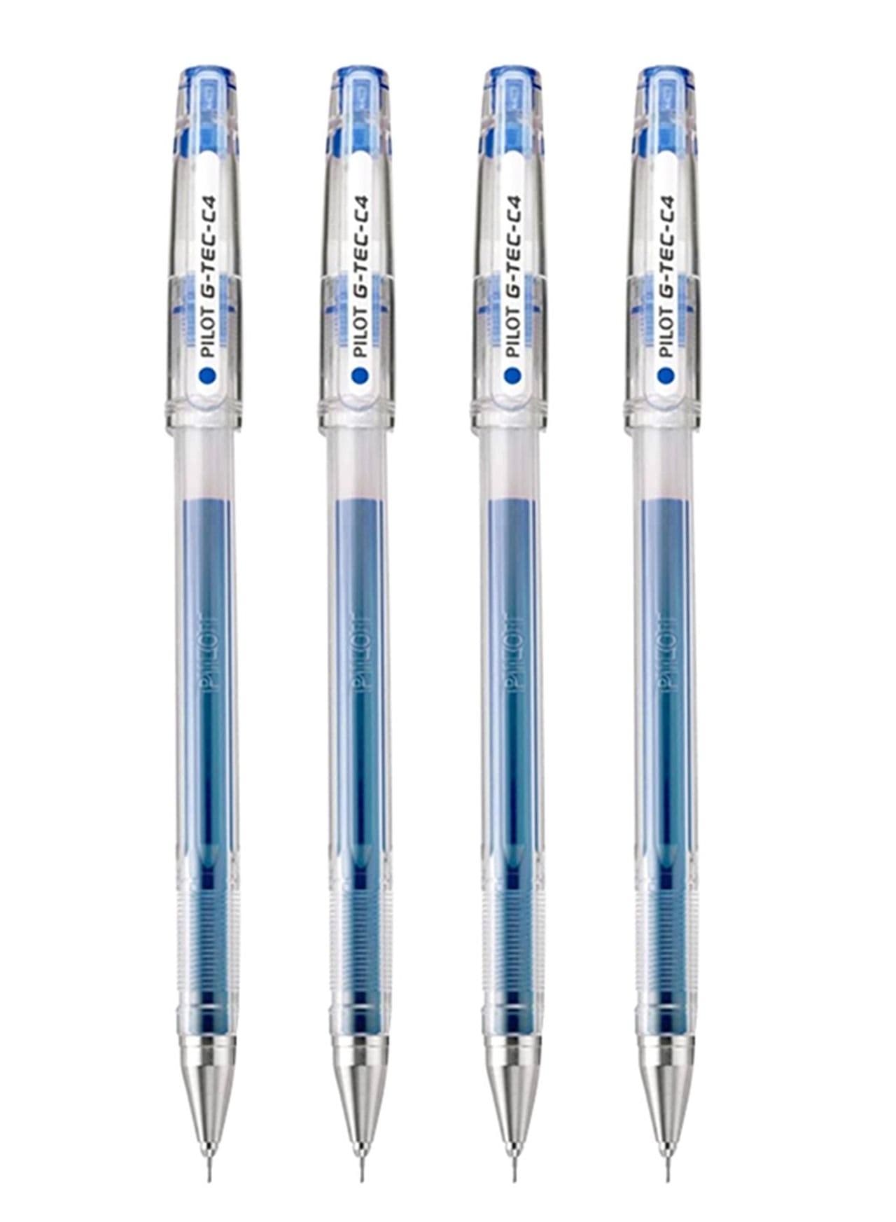4-Piece G-Tec Ultra Fine Roller Pen 0.4mm Tip Blue Ink