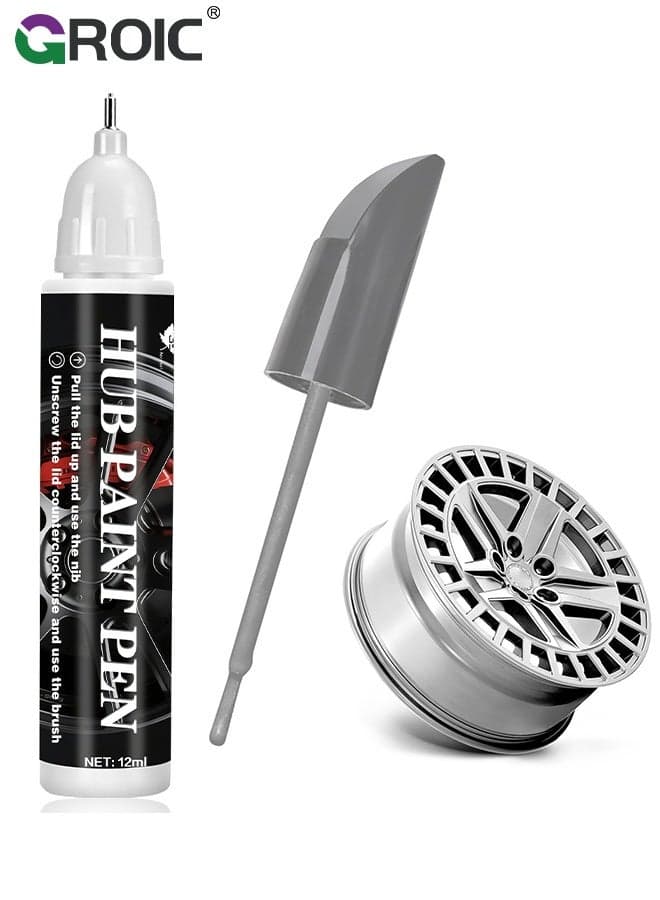 Wheel Touch Up Paint, 12ml Car Rim Scratch Repair Pen, Minor Scratches and Chips on Vehicle Wheels, Quick and Easy Rim Scratch Repair Tool, Quickly Repairing Scratched, Rusted, or Corroded Wheel Area