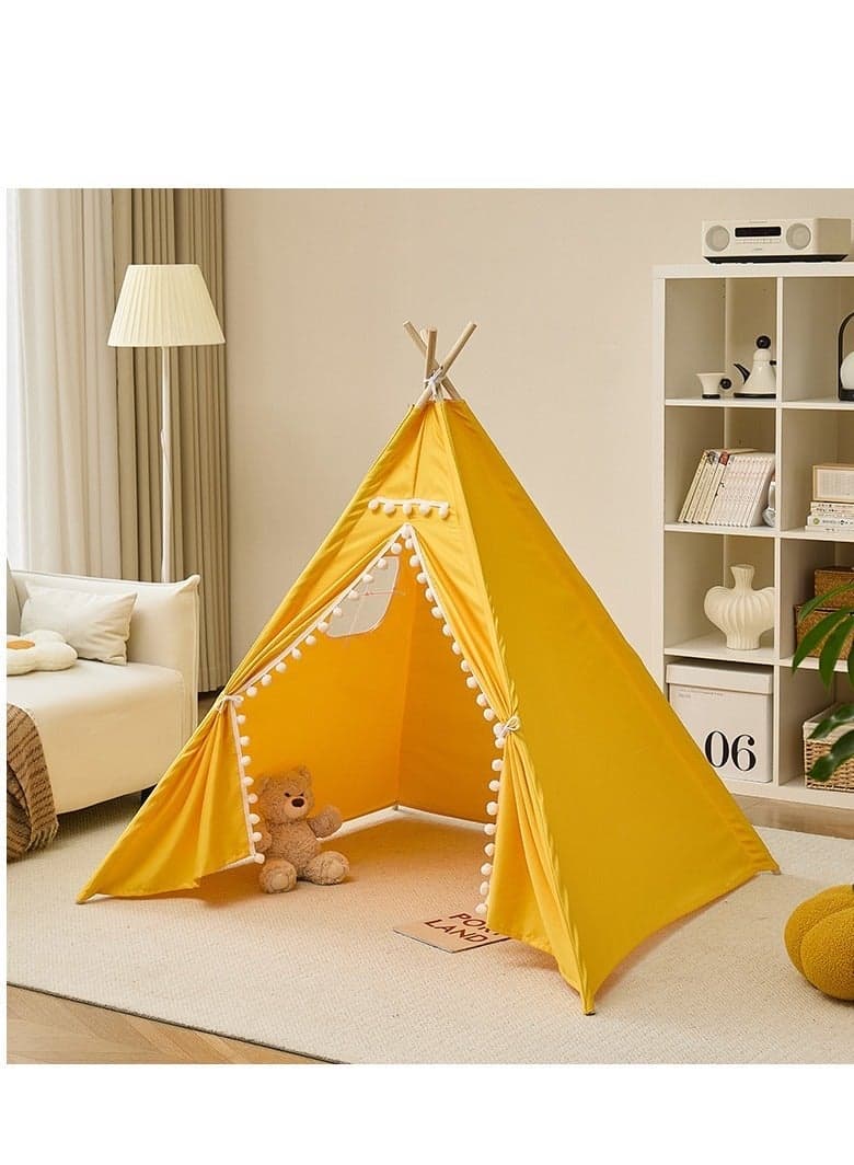 1.6 M Kids Play Tent Foldable Canvas Teepee for Children Portable Playhouse Perfect Gift for Boys and Girls
