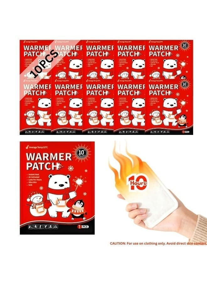 Body & Hand Warmer - Up to 10-Hour Consistent Safe Natural Heat, Odorless Air Activated Adhesive Warm Patches for Outdoor Work, Commuting, Winter Sports & Phone Warmth - 10 Count