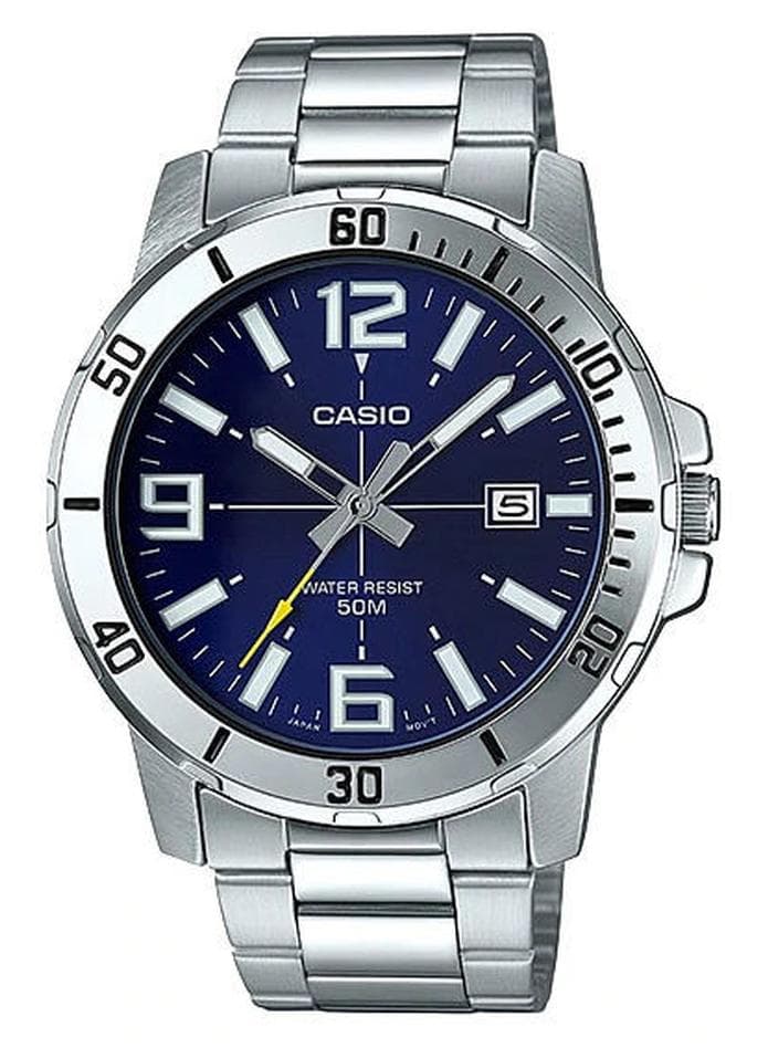 Men Water Resistant Analog Watch MTP-VD01D-2BVUDF - 49 mm - Silver