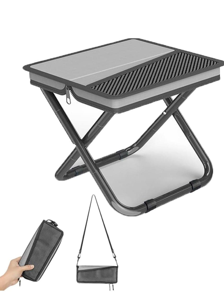 Portable Small Metal Handbag-Style Portable Folding Stool Durable Lightweight Camping Stool, Compact Outdoor Seat for Travel, Hiking and More(Large Size,Grey)