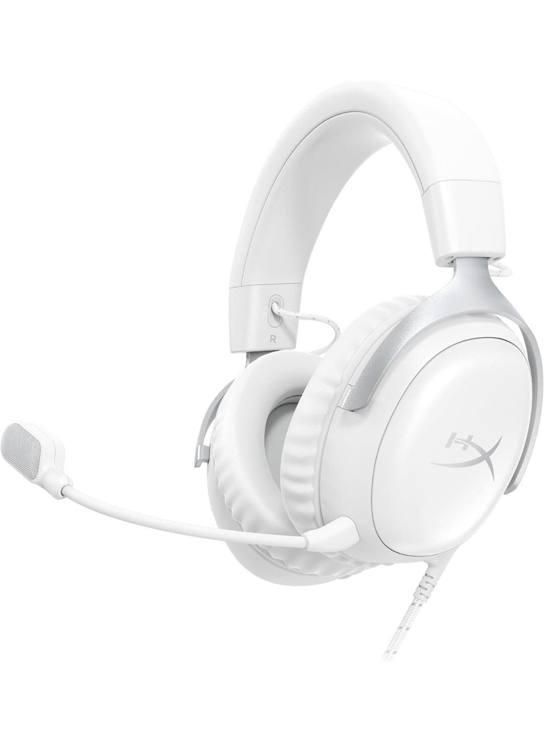 HyperX Cloud III – Wired Gaming Headset, PC, PS5, Xbox Series X|S, Angled 53mm Drivers, DTS, Memory Foam, Durable Frame, Ultra-Clear 10mm Mic, USB-C, USB-A, 3.5mm – White/BS7C1AA