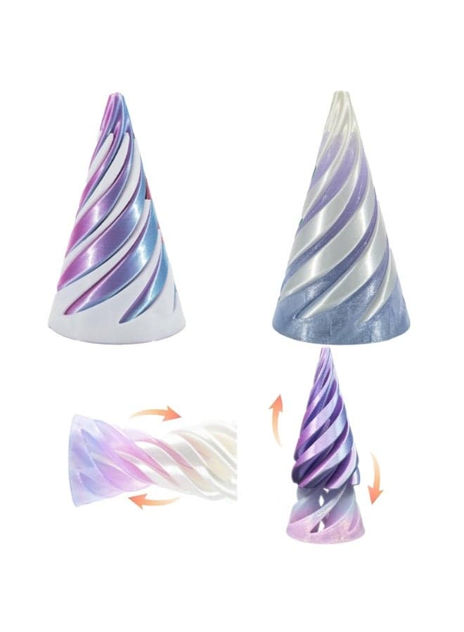 2 Pcs Spiral Cone Fidget Toy, Impossible Cone, Pyramid Passthrough Sculpture Toy, 3D Printed Spiral Cone, Relief Fidget Toy for Adults & Kids, Passthrough Impossible Pyramid for Anxiety Relaxing