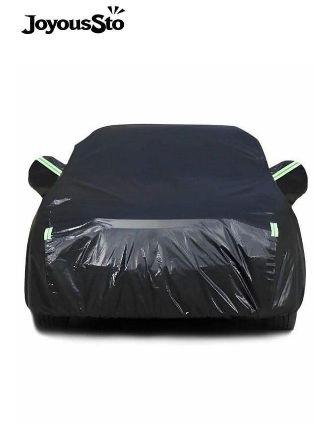 Multi Layers Car Cover Waterproof All Weather for Automobiles Outdoor Full Cover Windproof Sand proof Rain proof UV proof Car Covers with Zipper Door Car Protection 4.7*1.85*1.7m Black