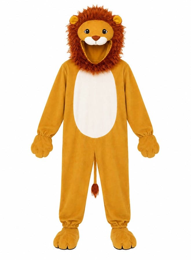 Kids Lion Animal Costume with Hood – Jungle Safari Fancy Dress Outfit for Boys & Girls of age 12 to 13 years