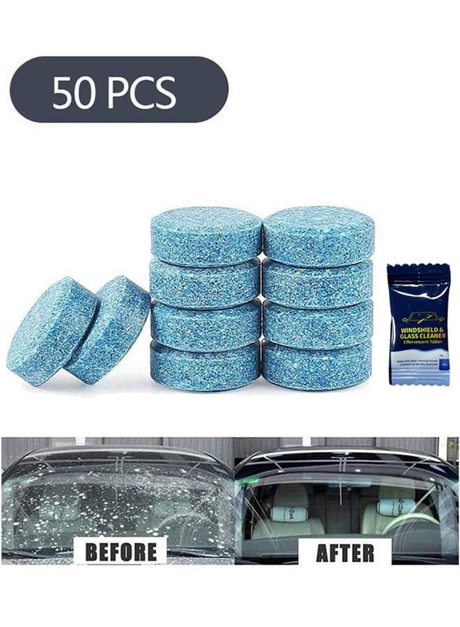 50-Piece Car Windshield Washer Tablets, Car Glass Wiper Fluid Concentrated Clean Tablets, Remove Glass Stains