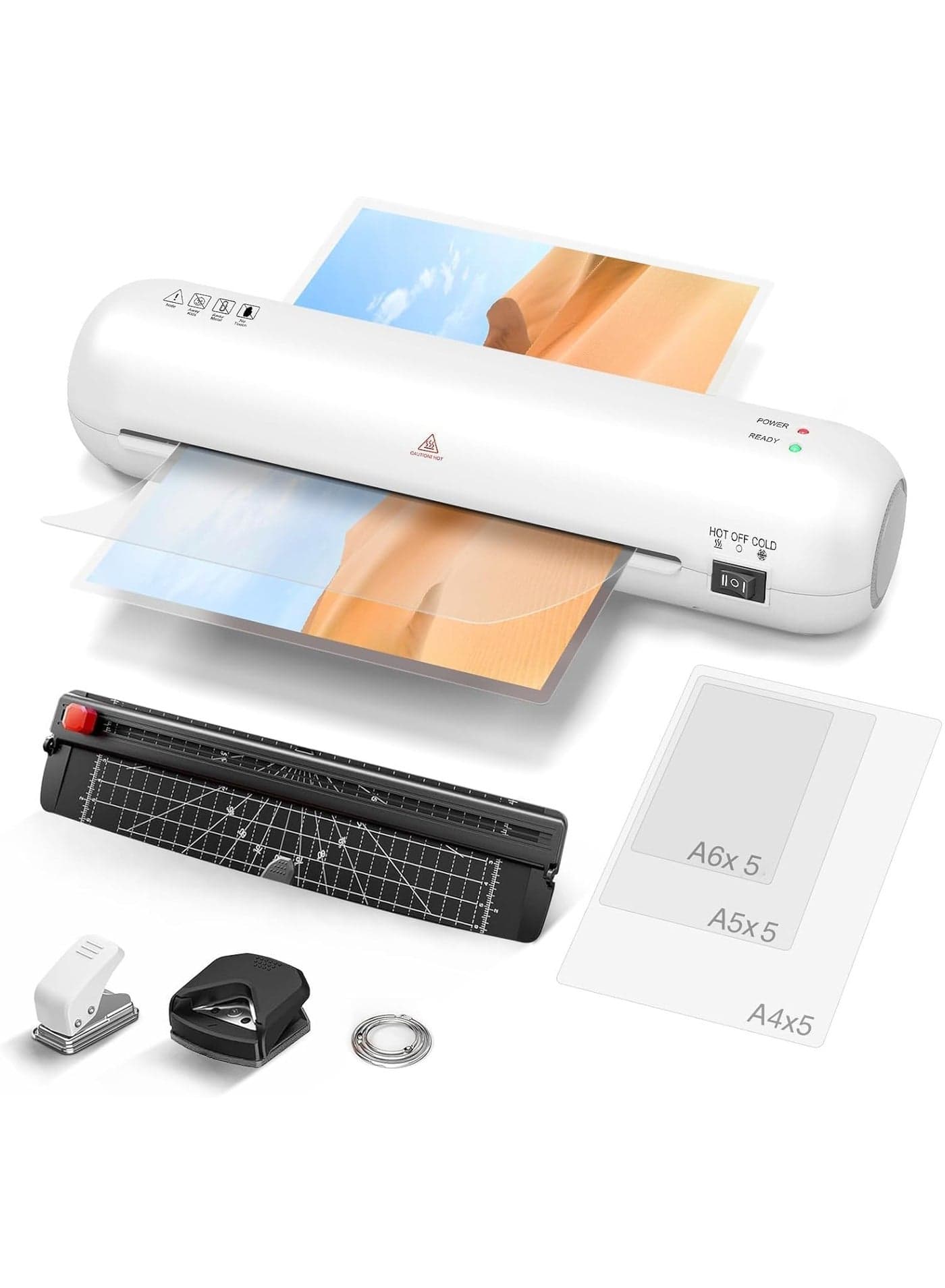 Laminator,Hot & Cold Laminator A4 Laminator Machine, 9 Inch with 6 in-1 Personal Desktop Laminator with Laminating Sheets 15 pcs, Fast Warm Laminator for Office, School, Home, Business