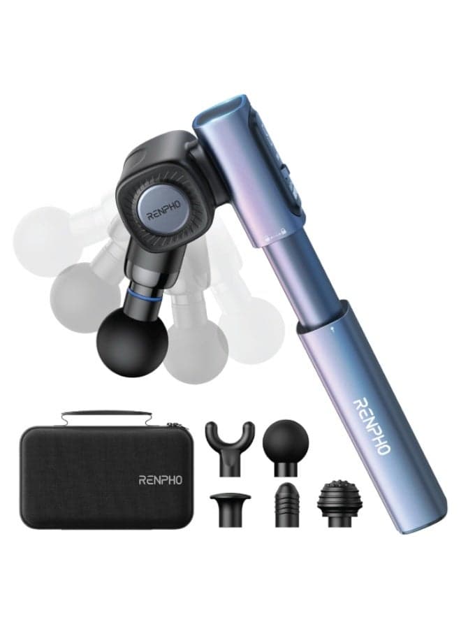 Massage Gun with Adjustable Angles and Extension Handle Handheld Percussion Muscle Massager Deep Tissue with Portable Carry Case for Men Women Extend 2