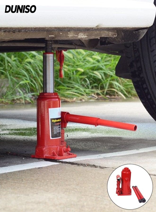 3 Ton Hydraulic Bottle Jack with rocker, Heavy Duty Steel Automotive Lifting Jack,Portable Repair Tool for Car, Truck, RV, and More(Red)