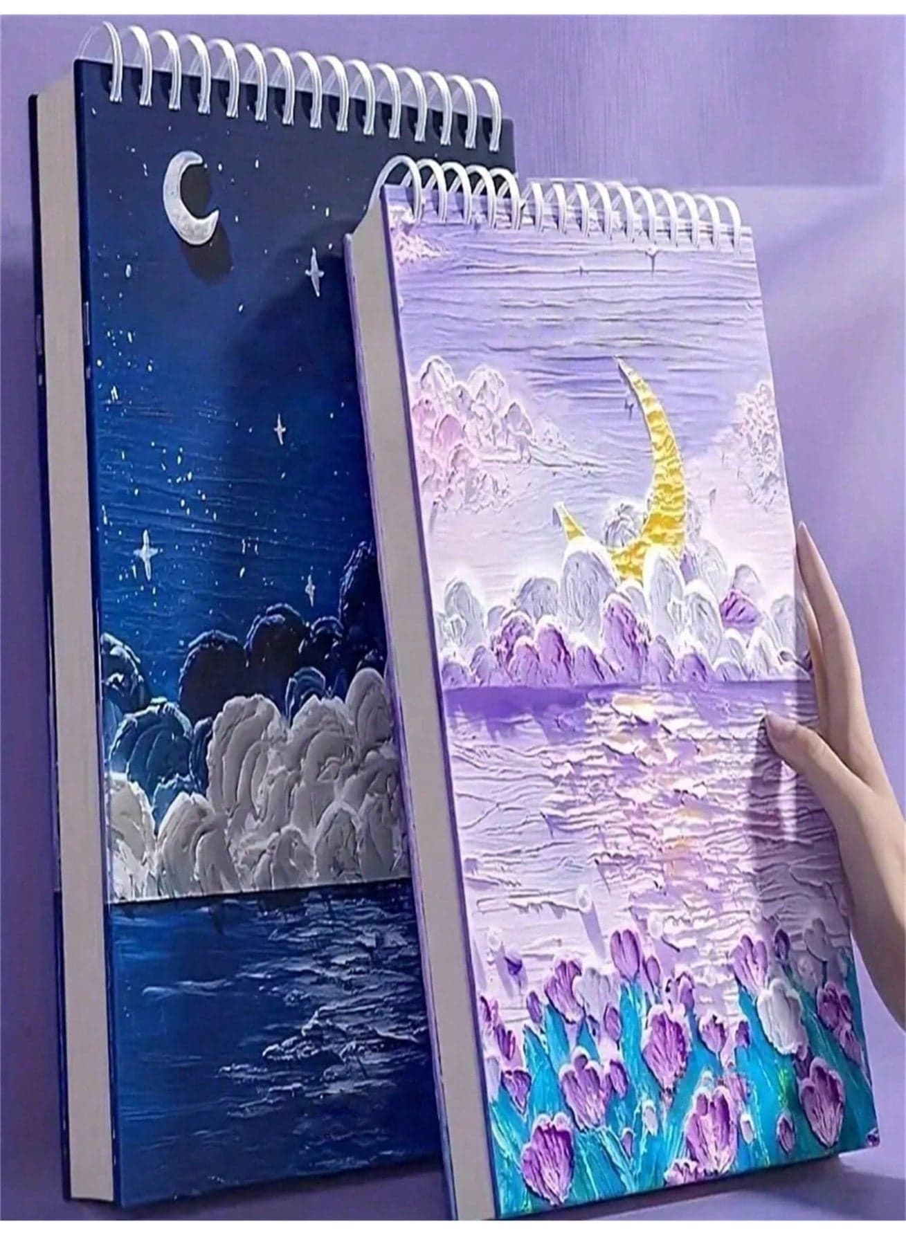Premium 16K Spiral Sketchbook – 60 Sheets Thick Acid-Free Paper, Hardcover Oil Painting Style Cover, Ideal for Drawing, Watercolor, and Oil Painting – Art Supplies for Students, Beginners & Professional Artists