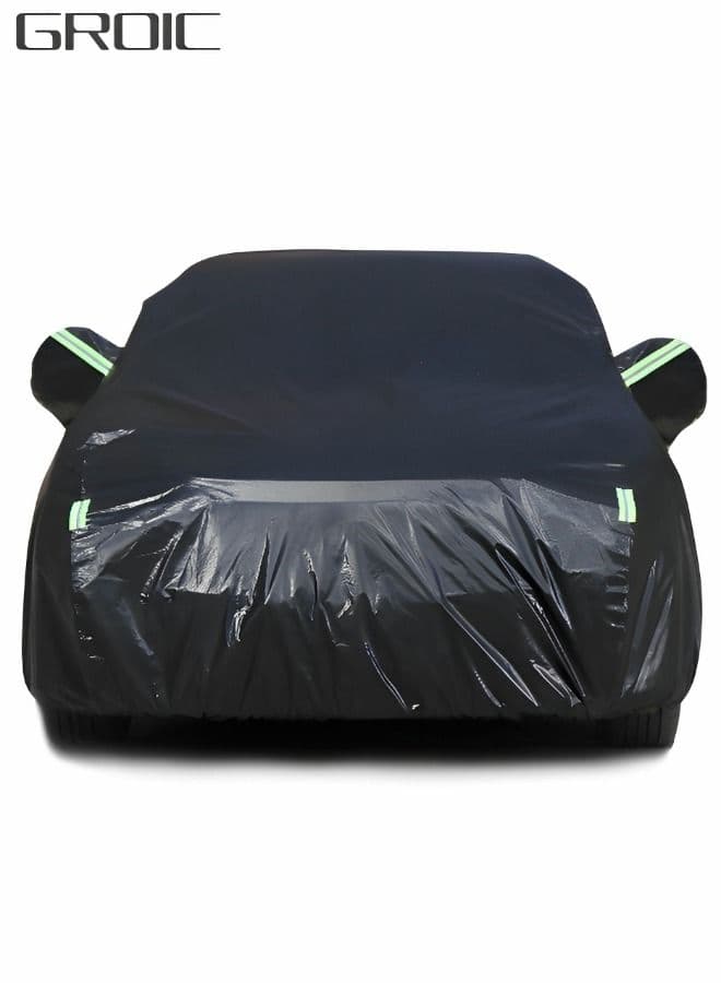 Multi-Layers Car Cover Waterproof All Weather for Automobiles, Outdoor Full Cover Windproof, Sand proof, Rain proof, UV proof Car Covers with Zipper Door Car Protection Black L