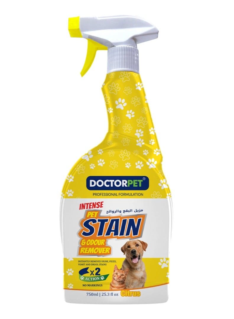 Doctor Pet Stain and Odour Remover Citrus 750ML – Powerful Pet Odor Eliminator, Stain Cleaner, Natural Citrus Formula, Enzyme-Based for Carpets and Upholstery