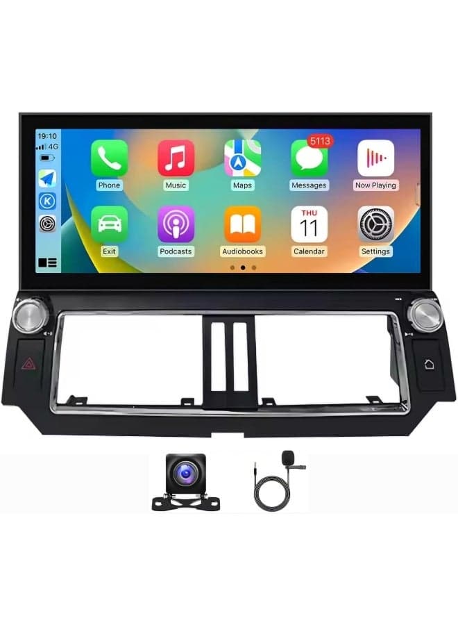 12.3 Inch Android Car Stereo for Toyota Prado 2014-2017 - Touchscreen GPS Navigation, Bluetooth, WiFi, Support Apple CarPlay & Android Auto Wireless, AHD Camera Included, 8GB RAM 128GB ROM