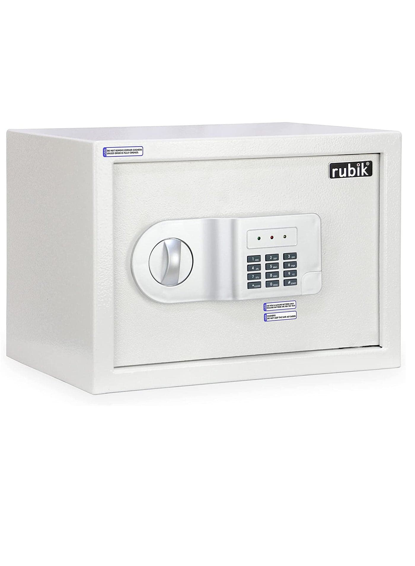 Safe Box A4 Document Size Locker Security Safety Deposit With Key and Keyless Entry RB25AJ (25x35x25cm) White
