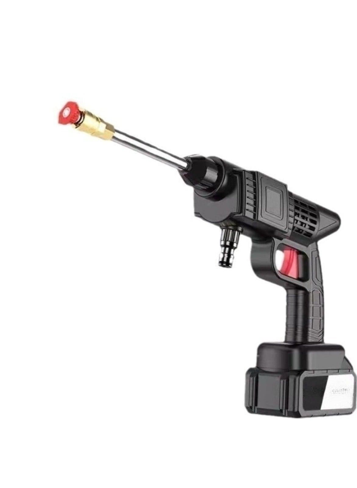 21V High-Pressure Car Washing Water Gun with Storage Box Black Includes 1 Battery, 5-Meter Hose, and Tool Box.