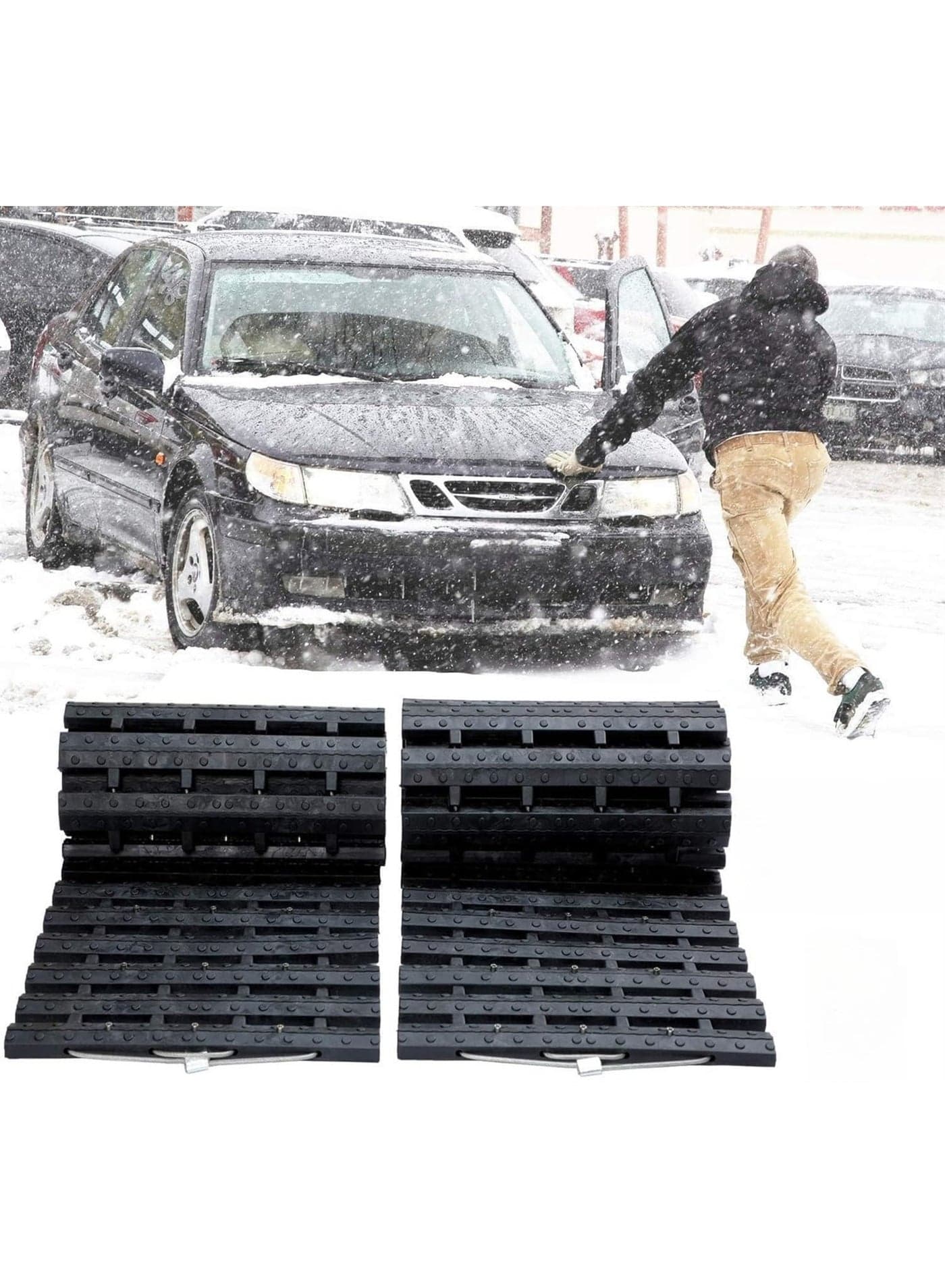 2PCS Tire Traction Mat, Recovery Track Portable Emergency Devices for Pickups Snow, Ice, Mud, and Sand Used to Cars, Trucks (Size : 100)
