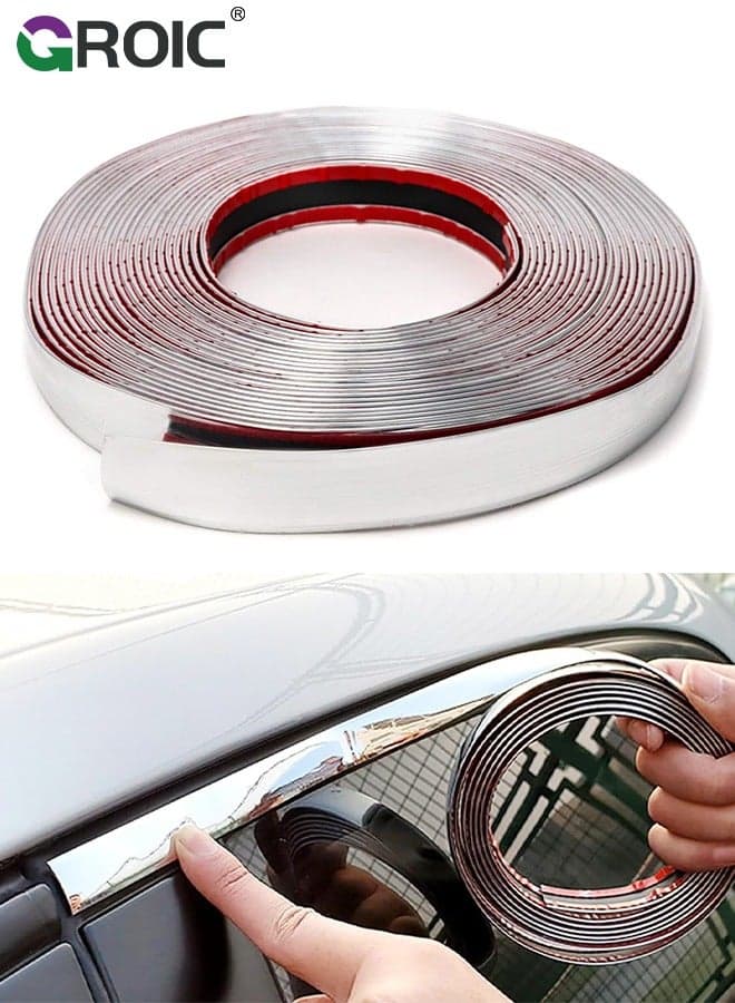 0.79"*49 Ft Chrome Molding Trim, Car Auto Truck Side Exterior Edge Lip Protect Sticker DIY Exterior Decoration for Bumper Door Guard Protection, Car Scratchproof DIY Moulding Trim Strip Line