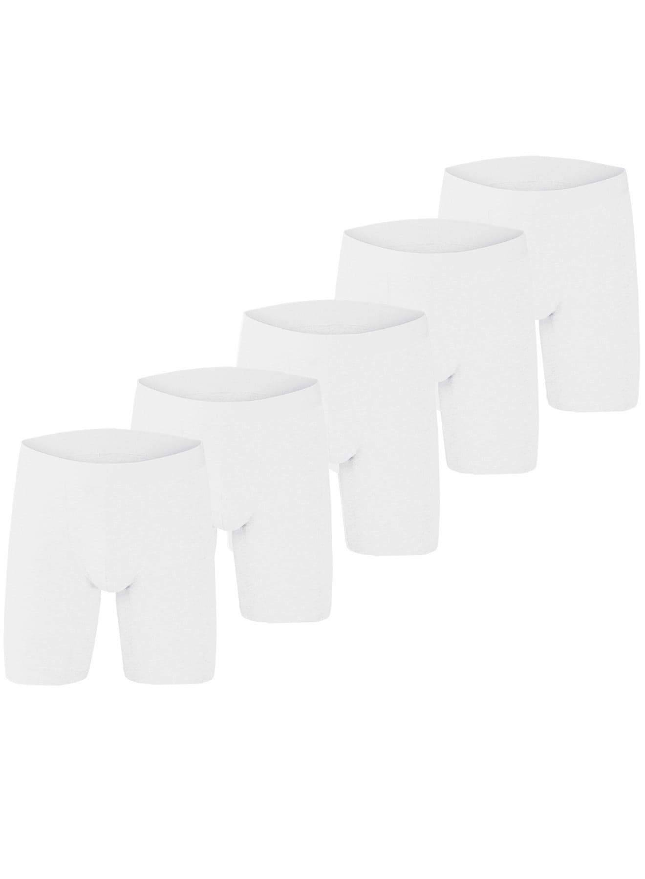 Men's 5-Pack Boxer Briefs - Mid-Rise, Anti-Chafing Stretch Cotton, Breathable Athletic Underwear in Pure White - Available in M