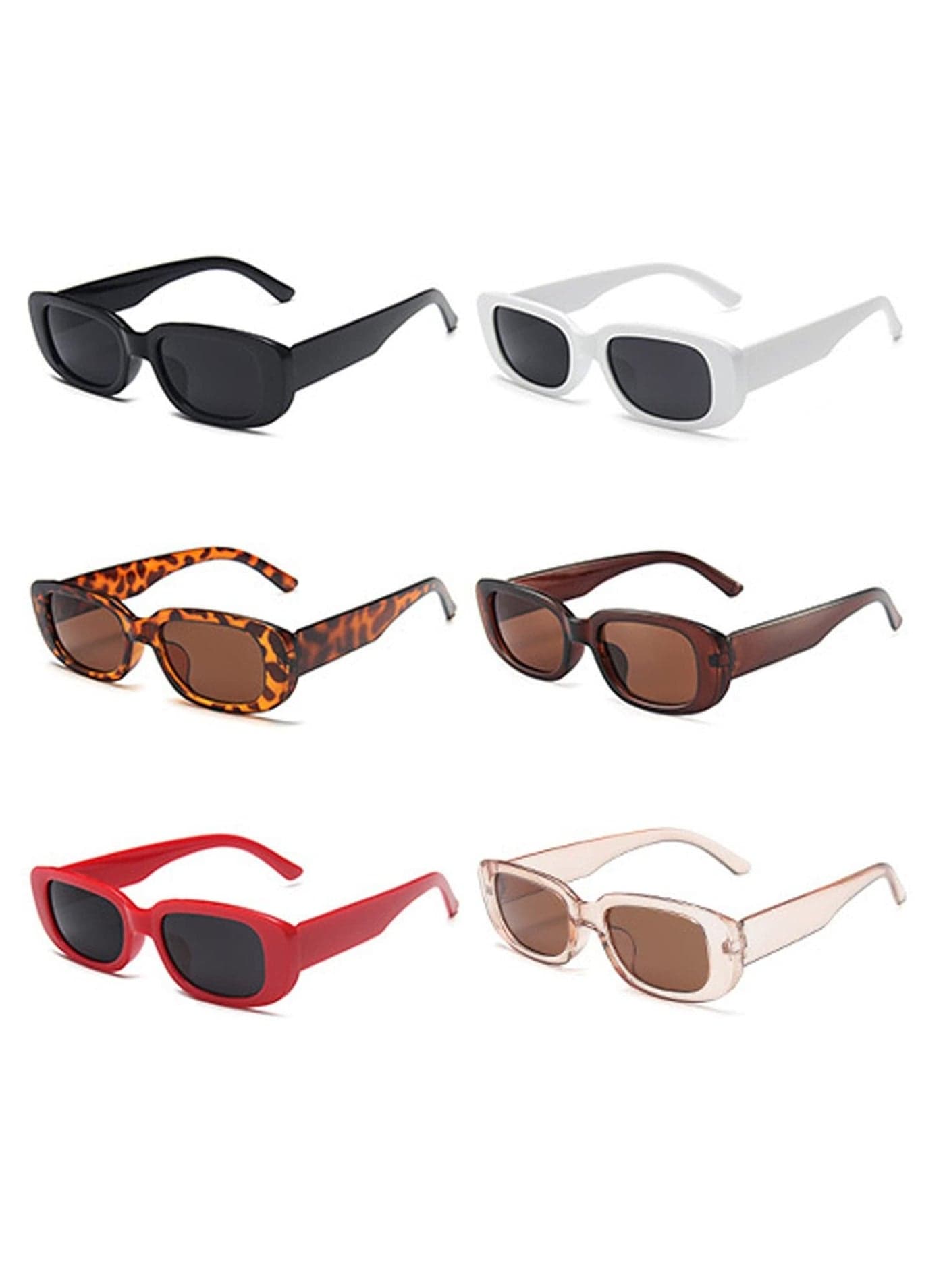 Retro Rectangle Sunglasses Women and Men Vintage Small Square Sun Glasses Protection Glasse UV400 Protection Glasse Vintage Driving Glasses 90s Fashion Narrow Square Frame Set of 6:Color A