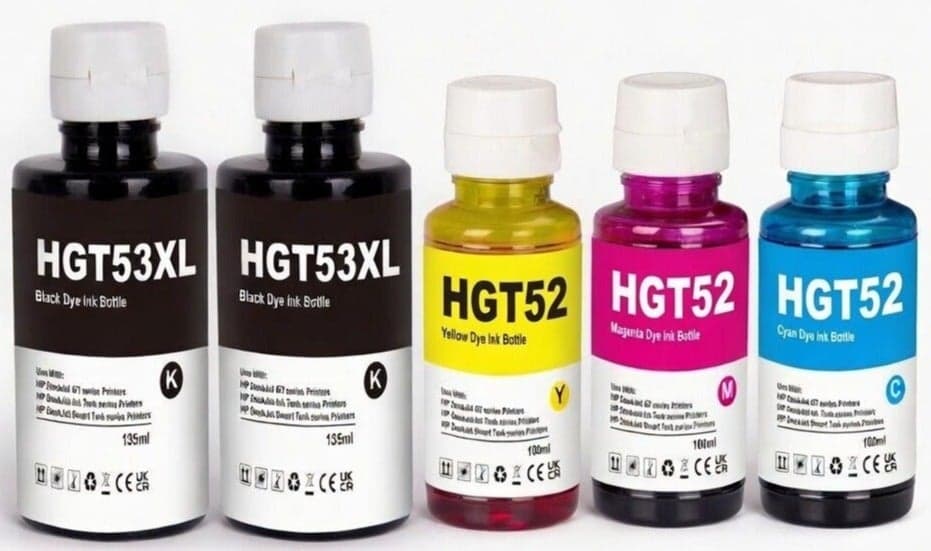 NexNova® GT53XL 135ml GT52 100ml for HP Printer DeskJet Smart GT Tank (All-Pack of 5) (2BK/C/M/Y)