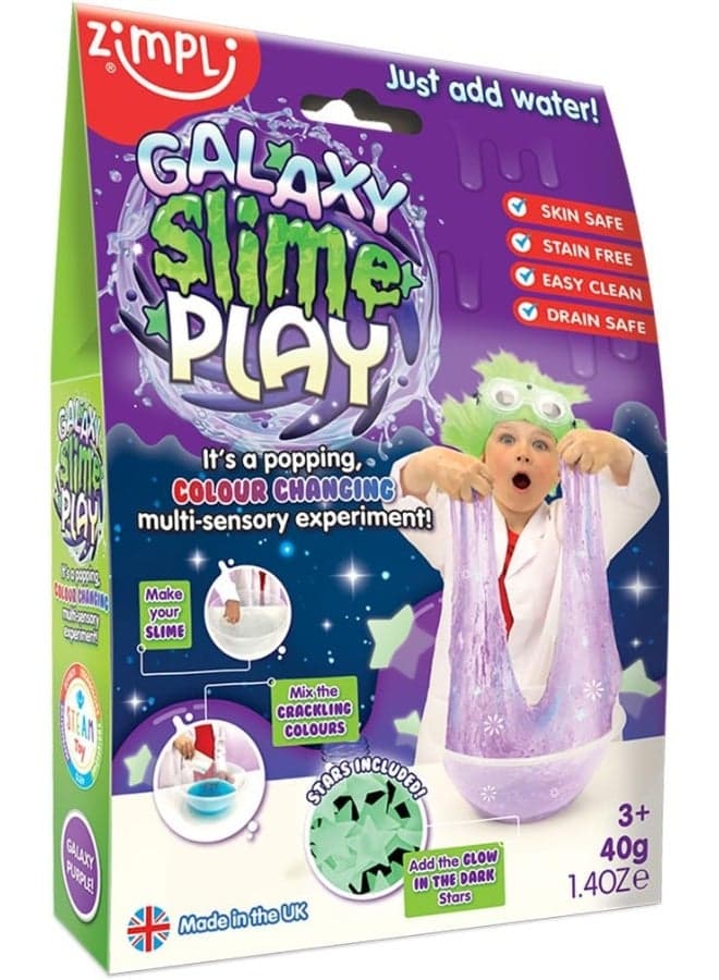 Galaxy Slime Play With 10 X Glow In The Dark Stars & 2 X Free Crackle Baff , Magically Turns Water Into Gooey, Glittery Slime, Children'S Science Experiment Kit, Make Your Own Slime